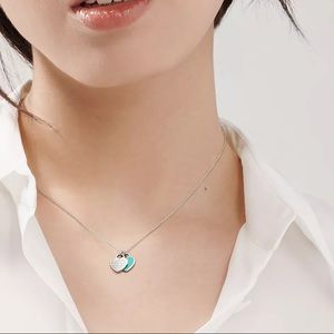 Tiffany Blue Double Heart Tag Pendant